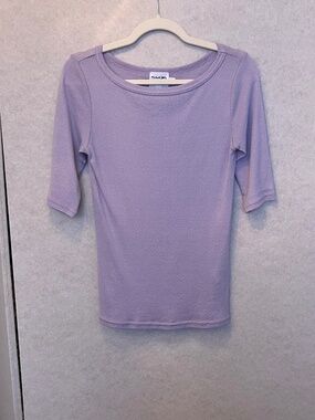 Purple metallic top half sleeves Michael Stars for Anthropologie XS/X boat neck